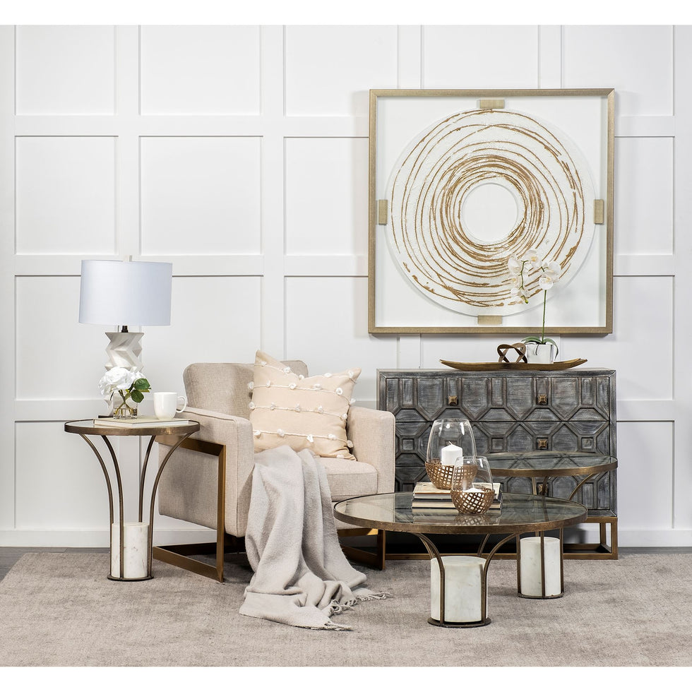 Mercana - Jacinta Coffee Table in Gold/White, Glass