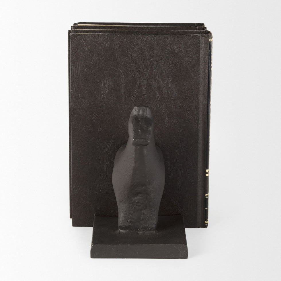 Mercana - Sphynx III 9L x 4W Black Cast Aluminum Horse Shaped Bookends (Set of 2)