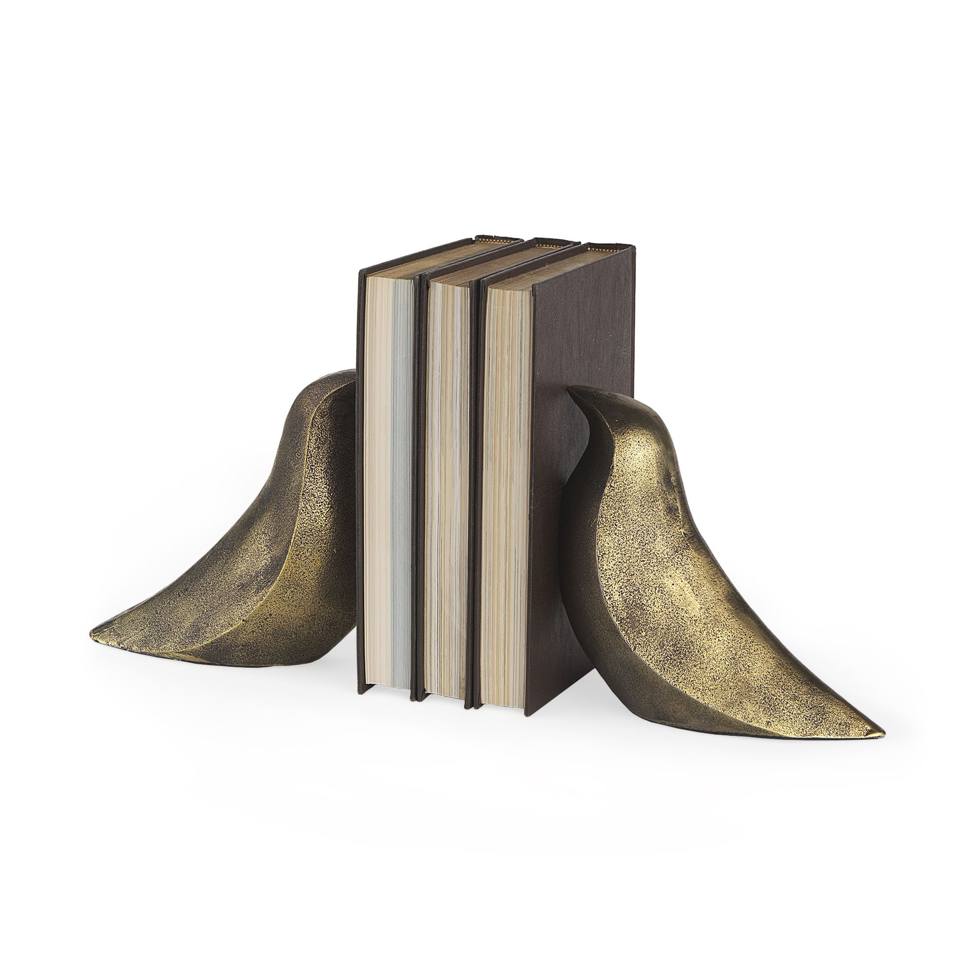 Mercana - Dover 15L x 4W Gold Aluminum Dove Bookends (Set of 2)