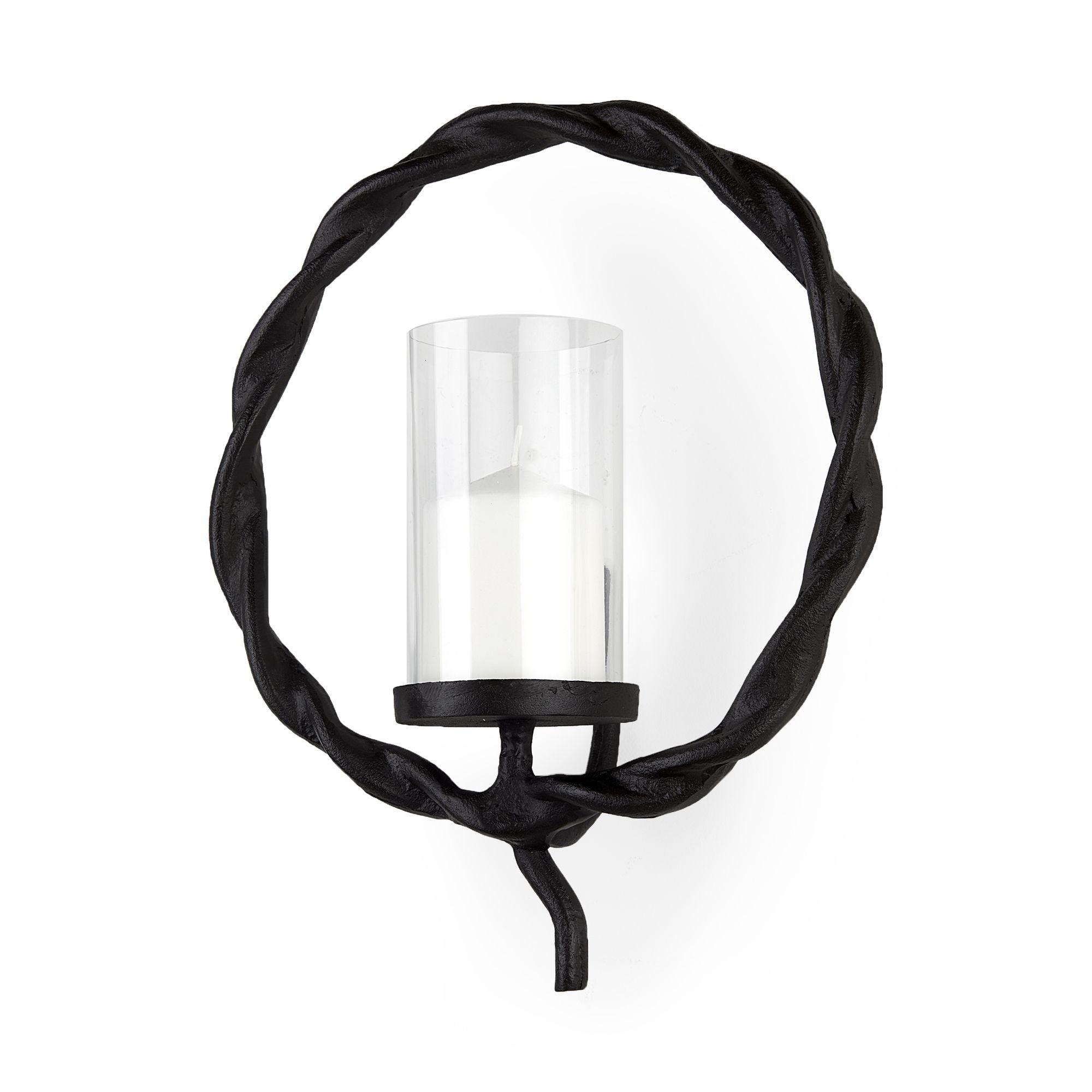Mercana - Rizwan Black Aluminum Braided Circular Candle Holder