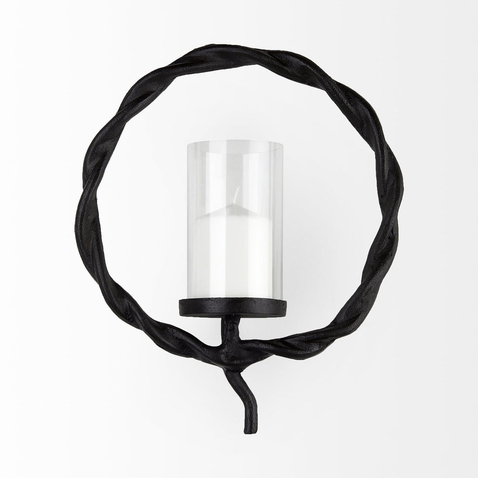 Mercana - Rizwan Black Aluminum Braided Circular Candle Holder