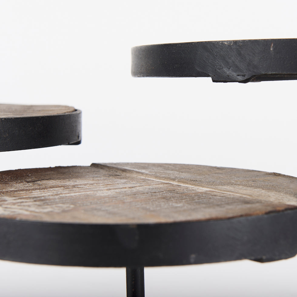 Mercana - Lorenz Display Stand in Black/Brown, Solid Wood