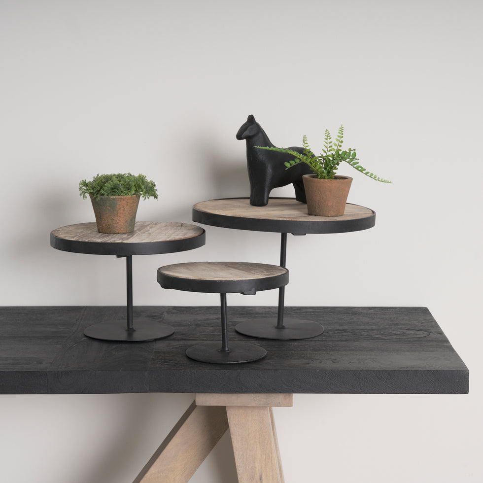 Mercana - Lorenz Display Stand in Black/Brown, Solid Wood