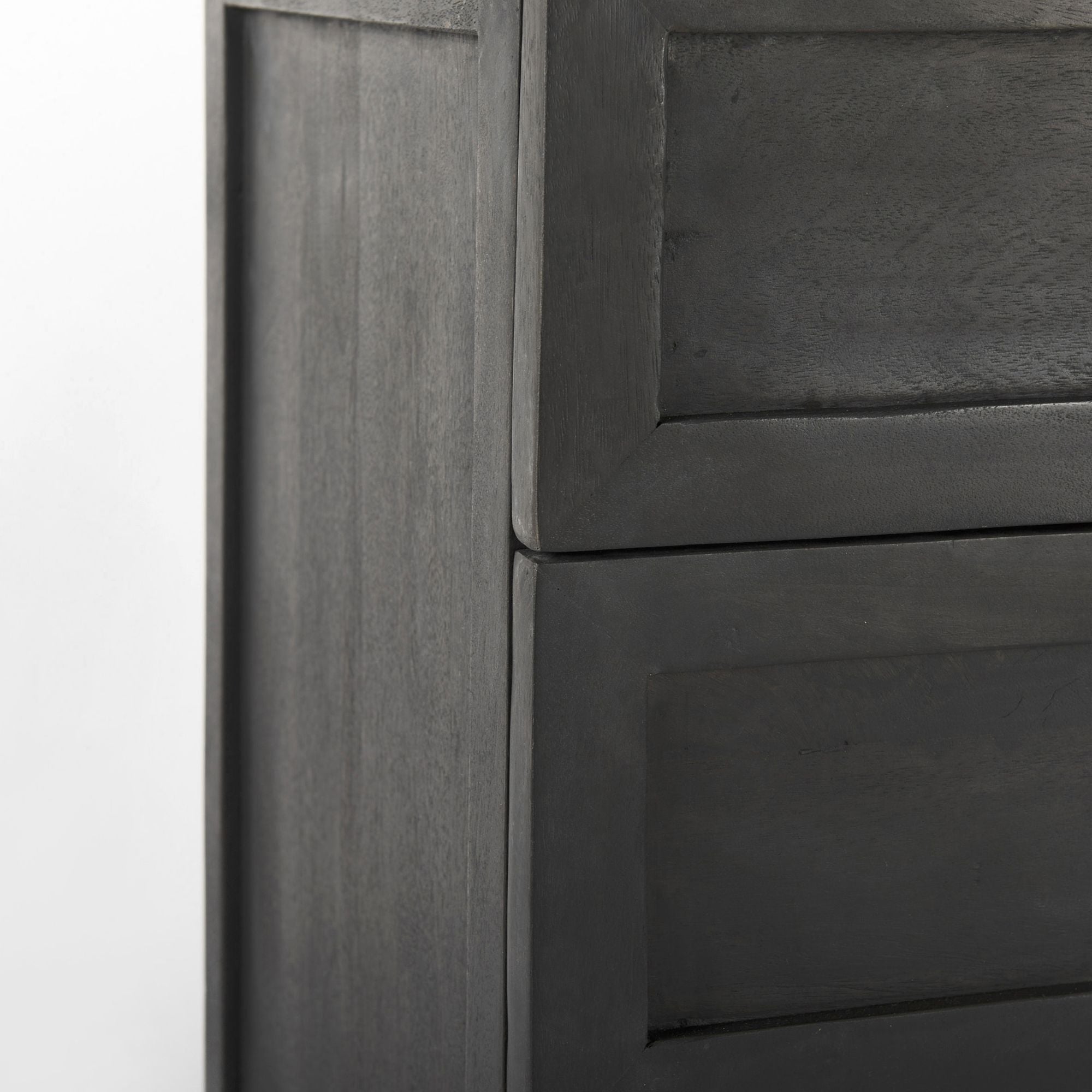 Mercana - Divina Black-Brown Wood with White Marble Top and Black Metal Base Accent Cabinet