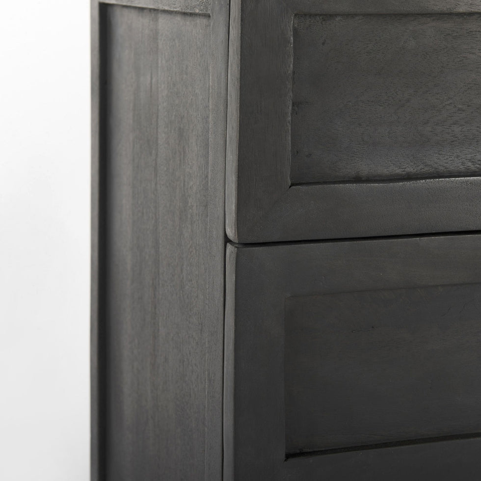 Mercana - Divina Black-Brown Wood with White Marble Top and Black Metal Base Accent Cabinet