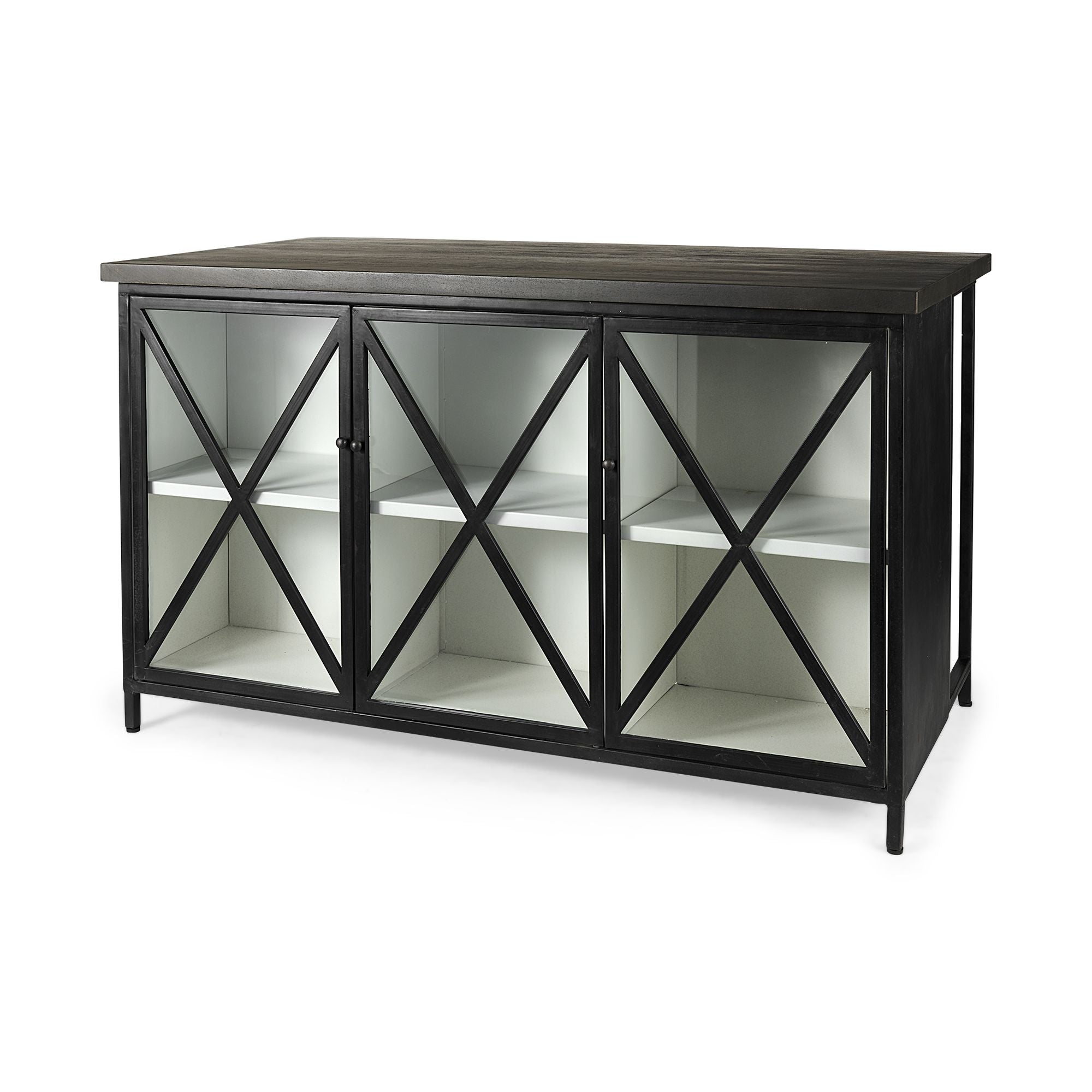 Mercana - Dimitra Kitchen Island with Glass Doors