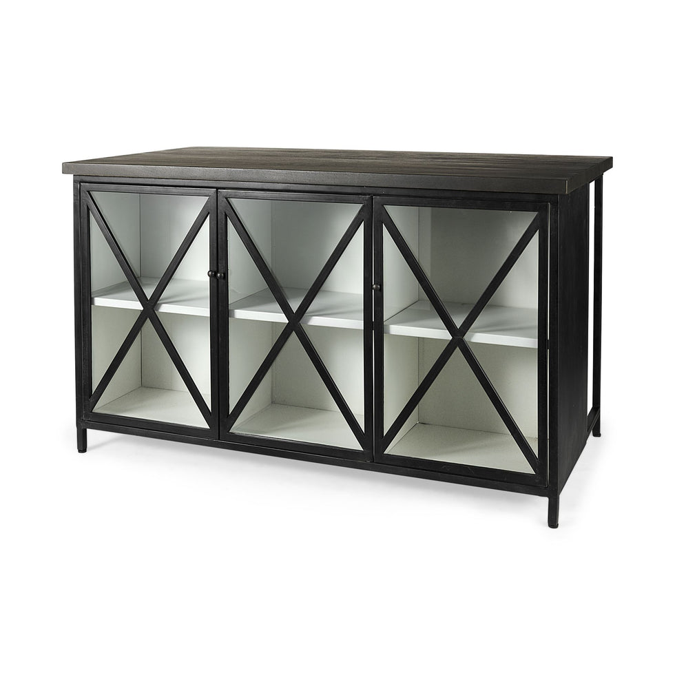 Mercana - Dimitra Kitchen Island with Glass Doors