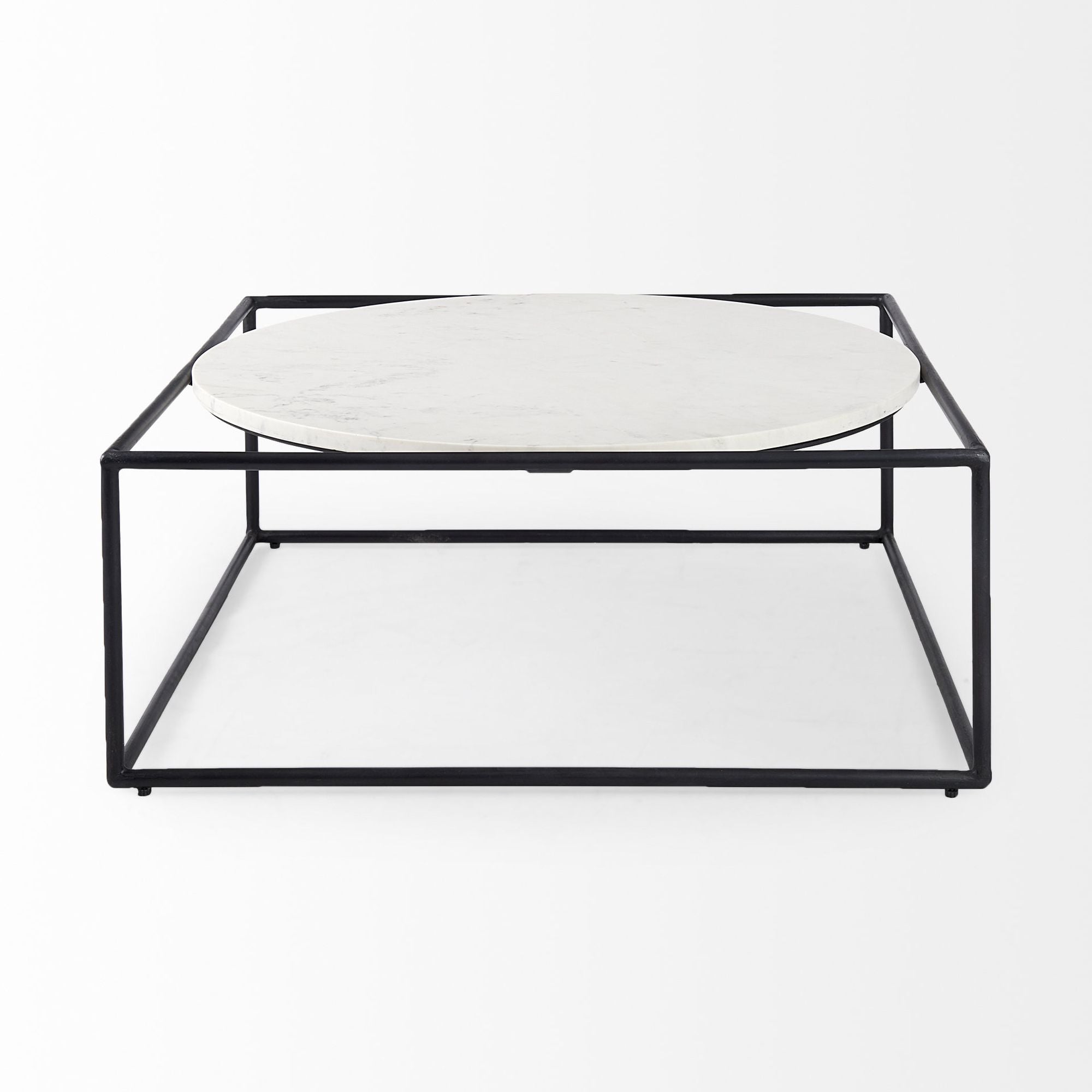 Mercana - Austen Round White Marble Top with Black Metal Frame Coffee Table