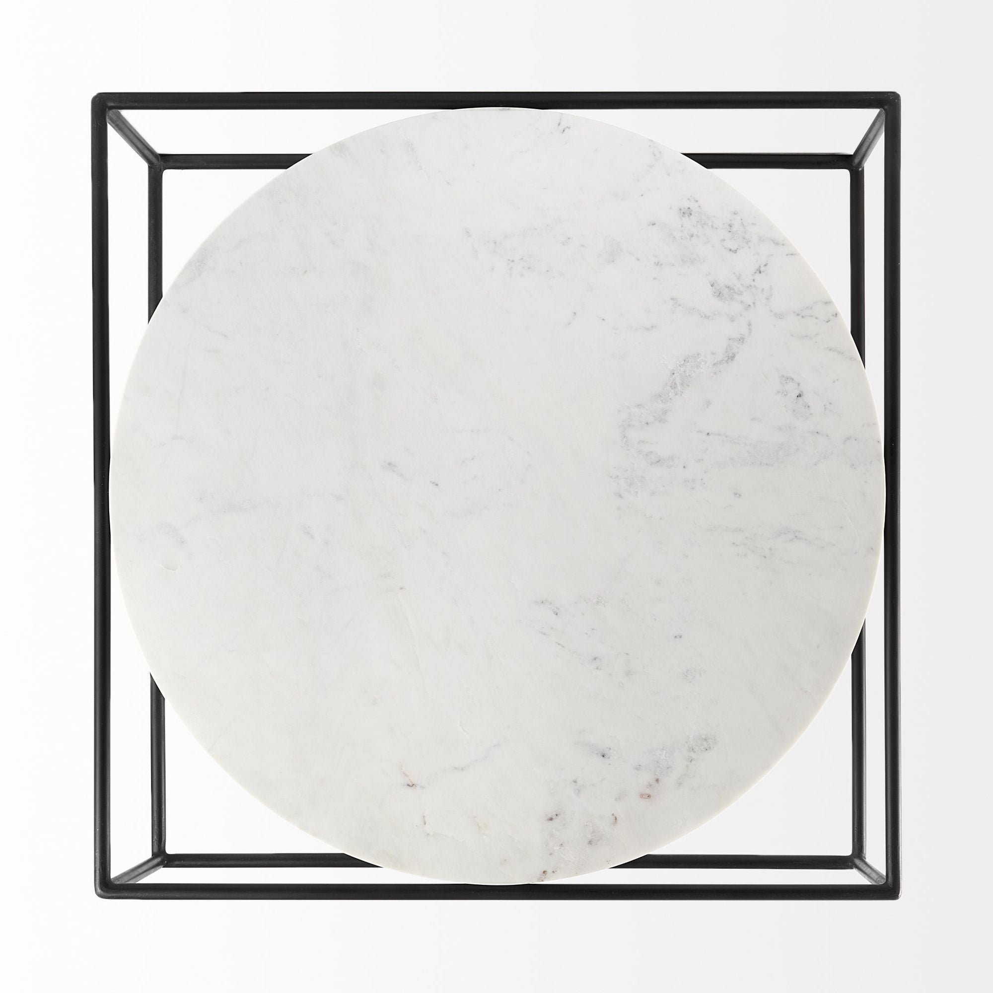 Mercana - Austen Round White Marble Top with Black Metal Frame Coffee Table