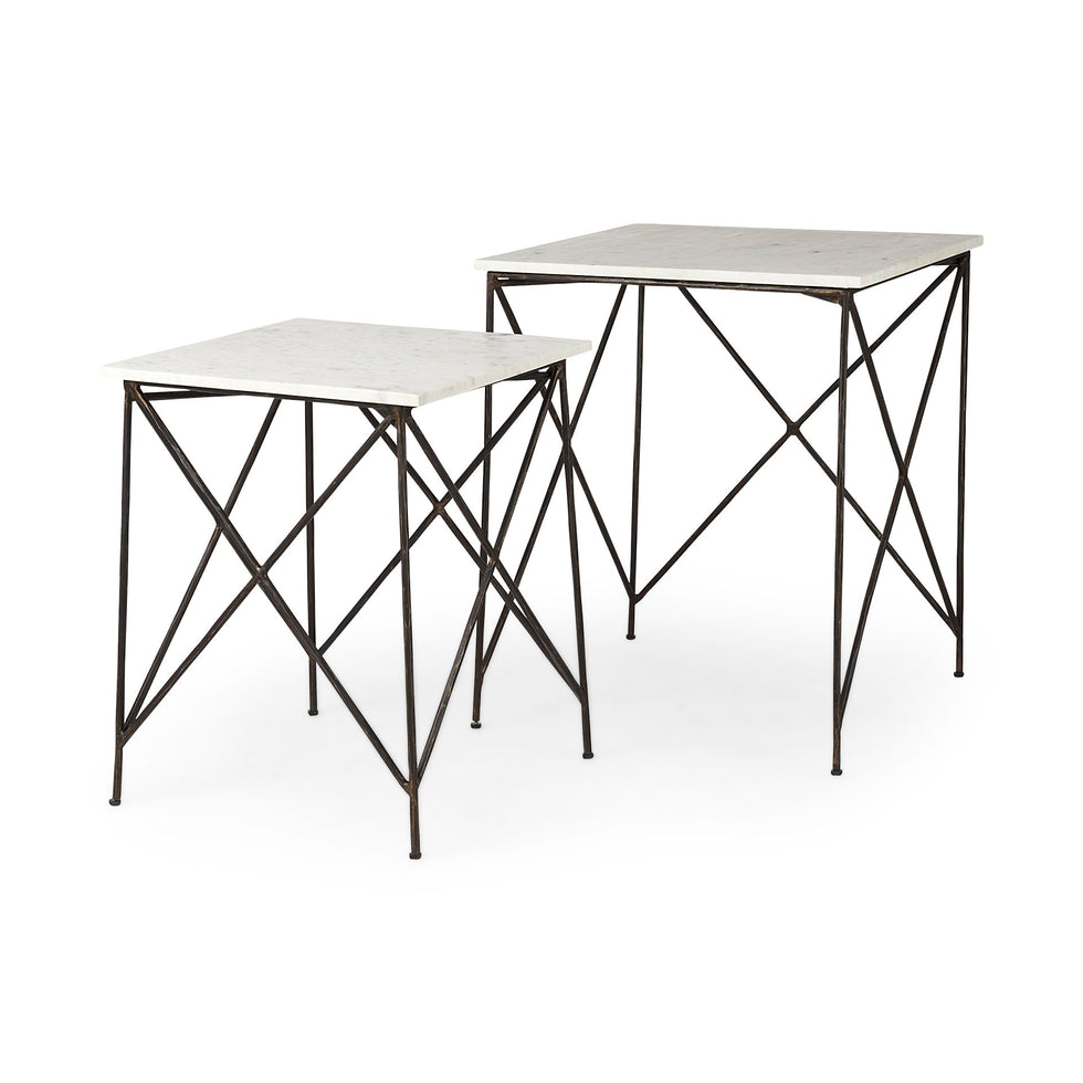 Mercana - Lorlei End Table in White, Stone