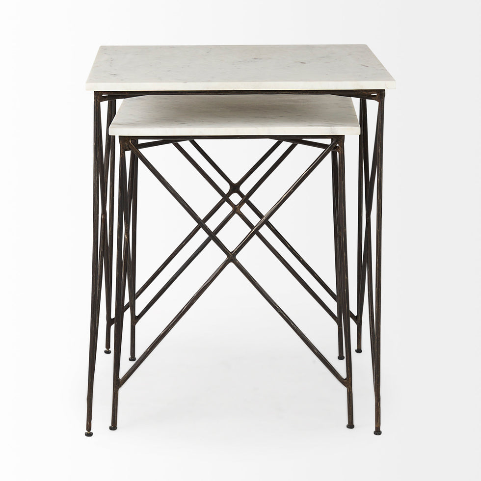 Mercana - Lorlei End Table in White, Stone