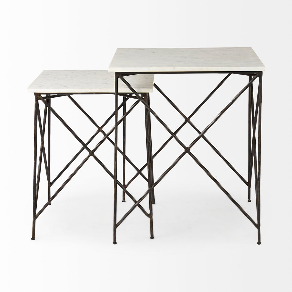 Mercana - Lorlei End Table in White, Stone