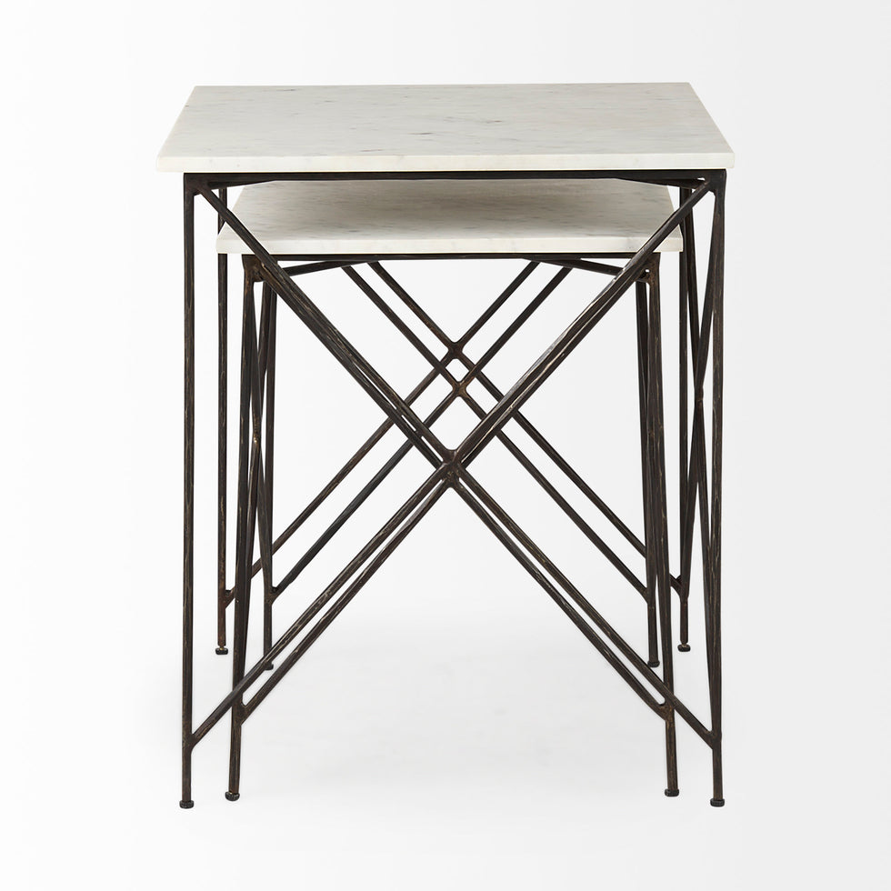 Mercana - Lorlei End Table in White, Stone