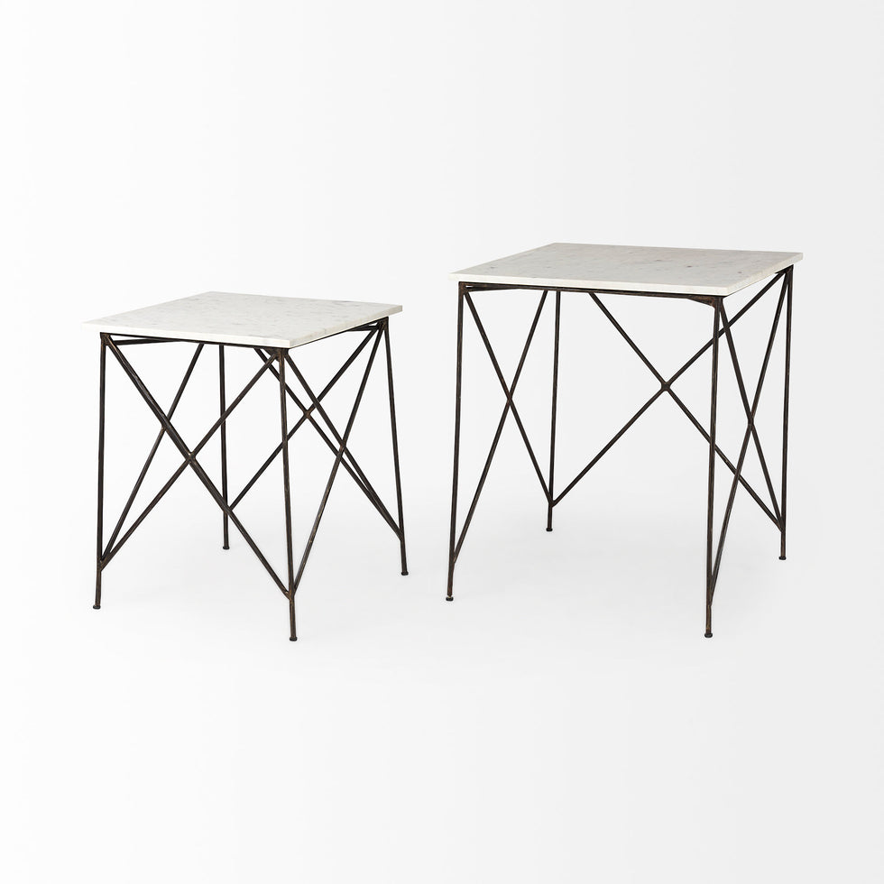 Mercana - Lorlei End Table in White, Stone