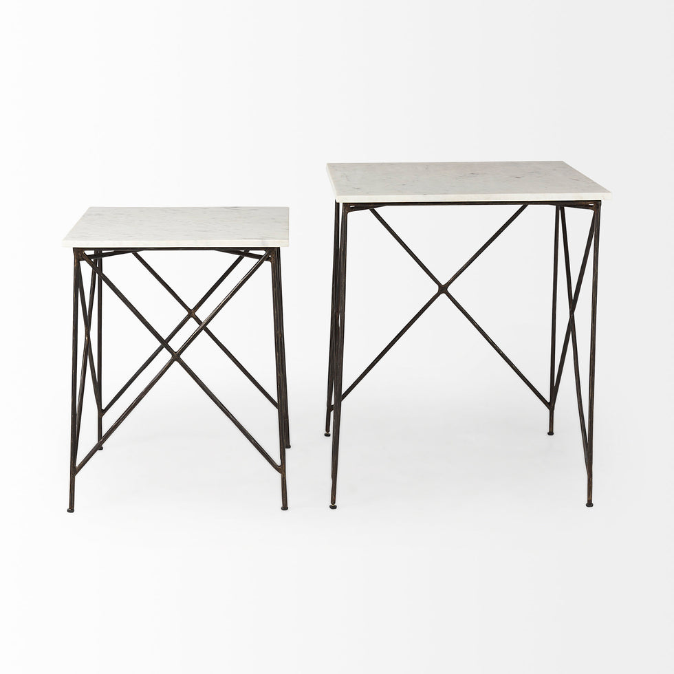 Mercana - Lorlei End Table in White, Stone