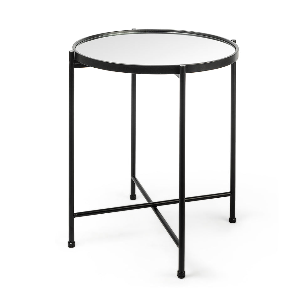 Mercana - Samantha Accent Table in Black, Mirrored Glass