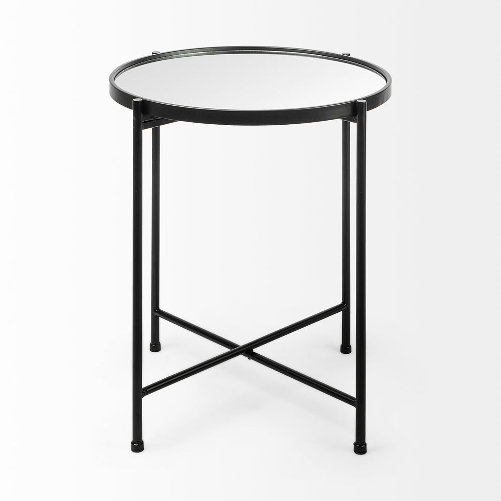 Mercana - Samantha Accent Table in Black, Mirrored Glass