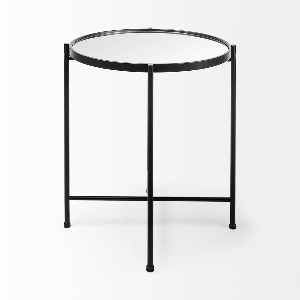 Mercana - Samantha Accent Table in Black, Mirrored Glass