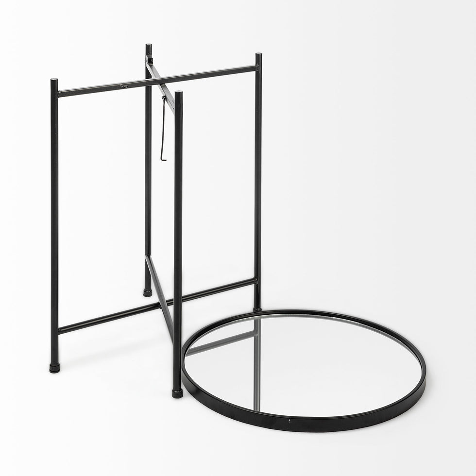 Mercana - Samantha Accent Table in Black, Mirrored Glass