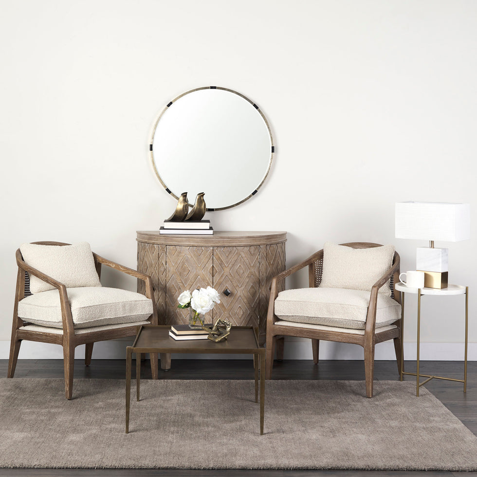 Mercana - Landon Upholstered Accent Chair in Cream, Fabric