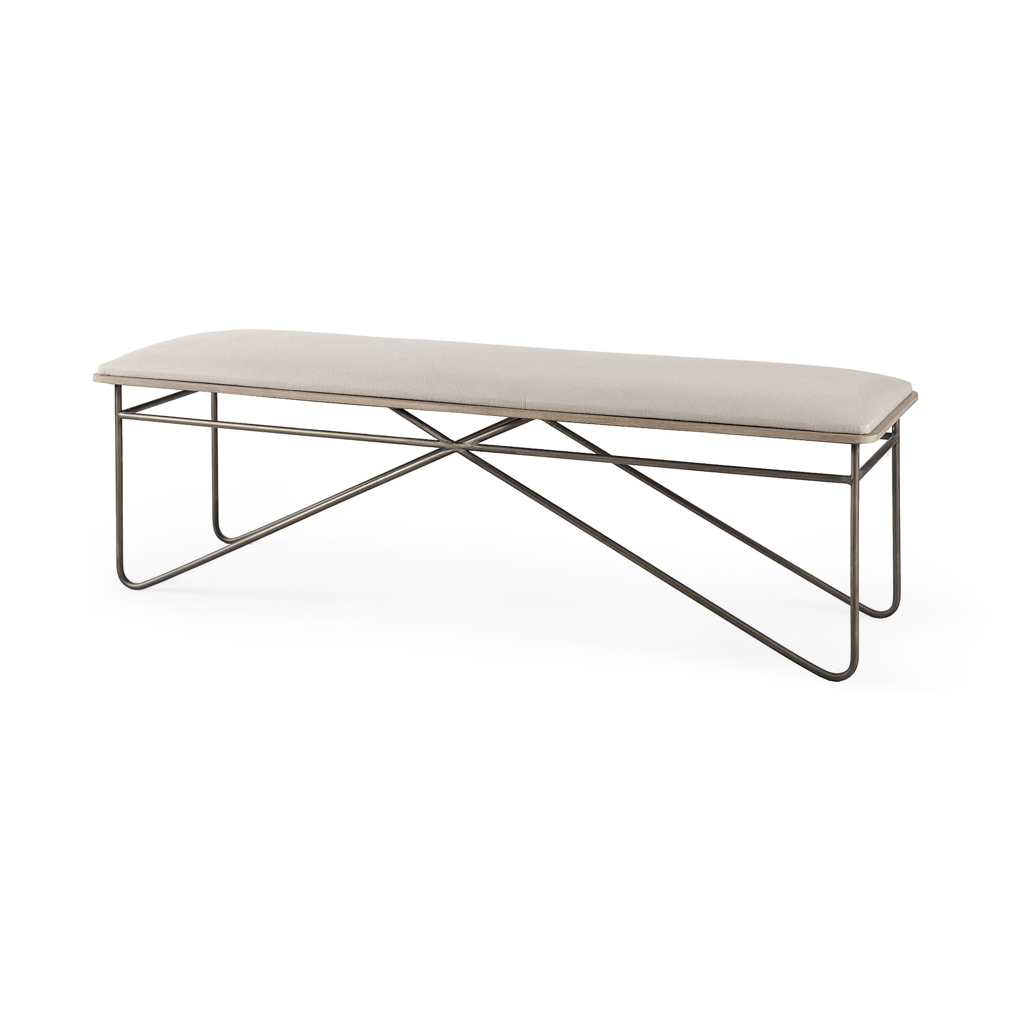 Mercana - Camille Bench with Metal Frame in Cream