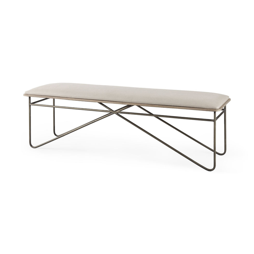 Mercana - Camille Bench with Metal Frame in Cream