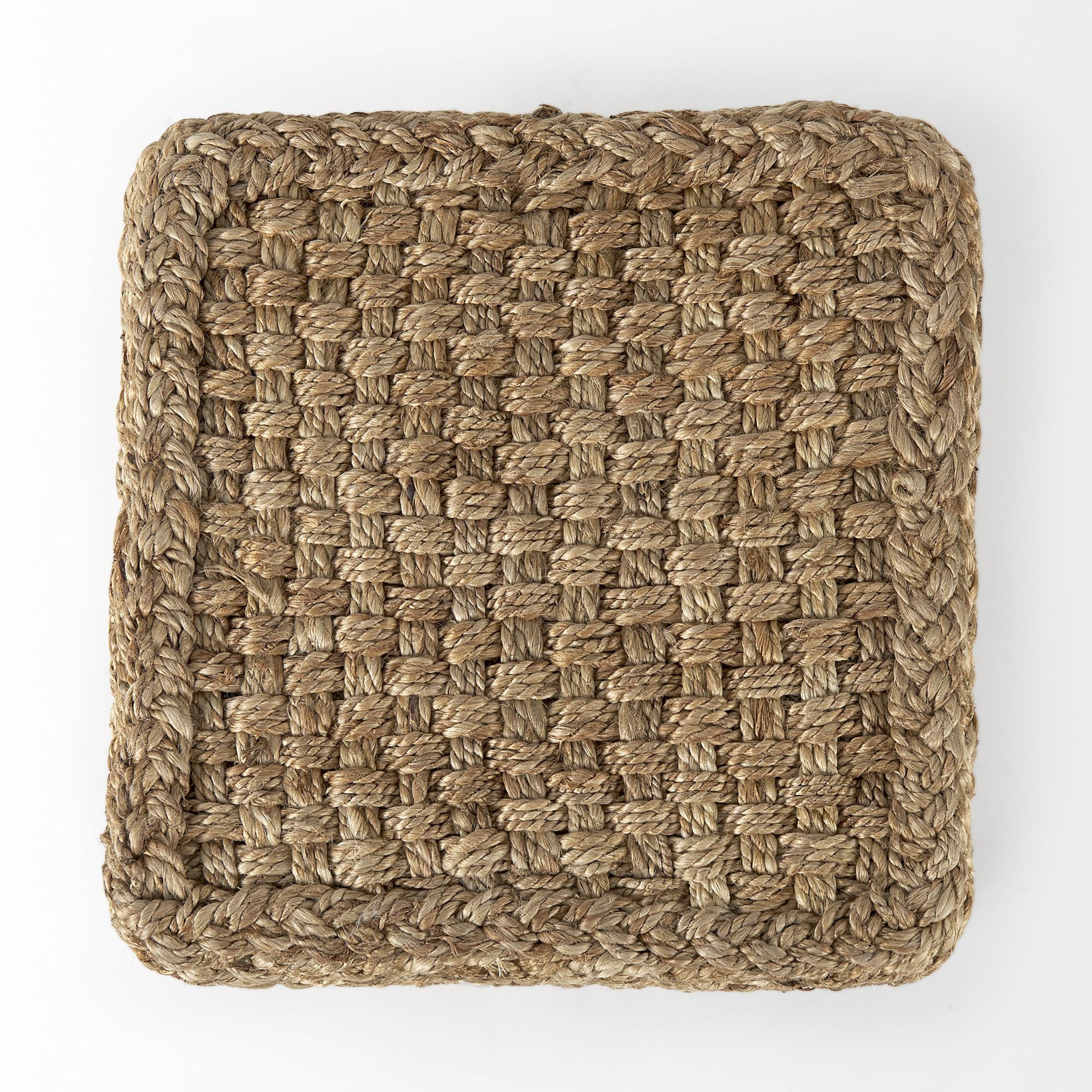 Mercana - Aylin 16.5" Square Brown Jute Pouf