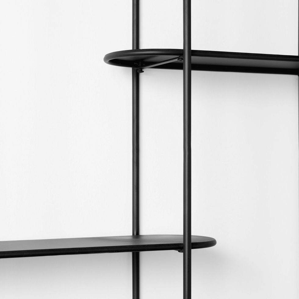 Mercana - Decimus Black Metal Wall Mounted 3 Tiered Shelf