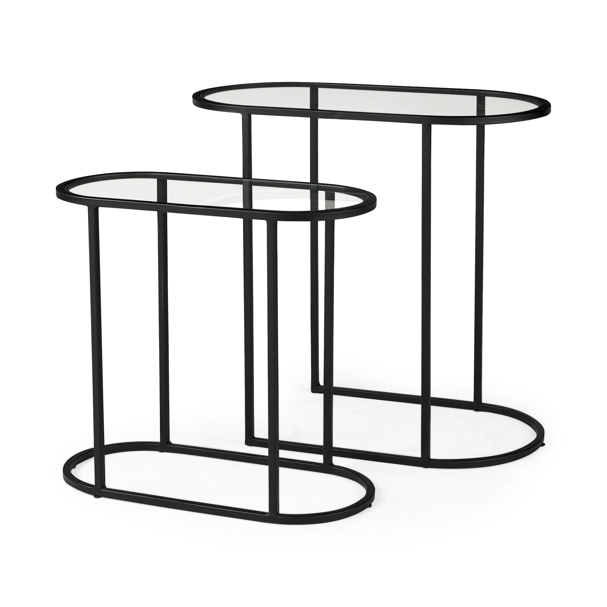 Mercana Celine Accent Table (Set of 2) - Black/Silver, Metal/Glass