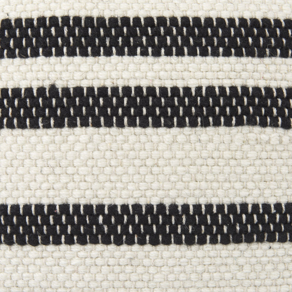 Mercana - Aanya Black/White striped Wool and Cotton Pouf