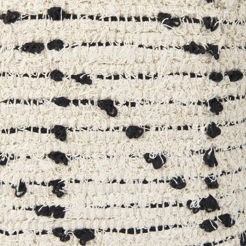 Mercana - Aarohi Cream/Black Cotton Patterned Pouf