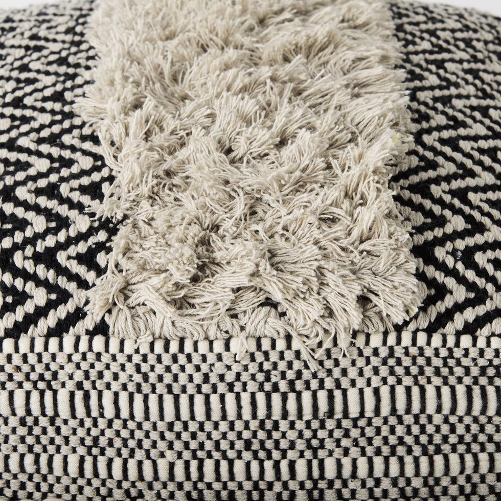 Mercana - Darika Black/White/Gray Cotton Pouf