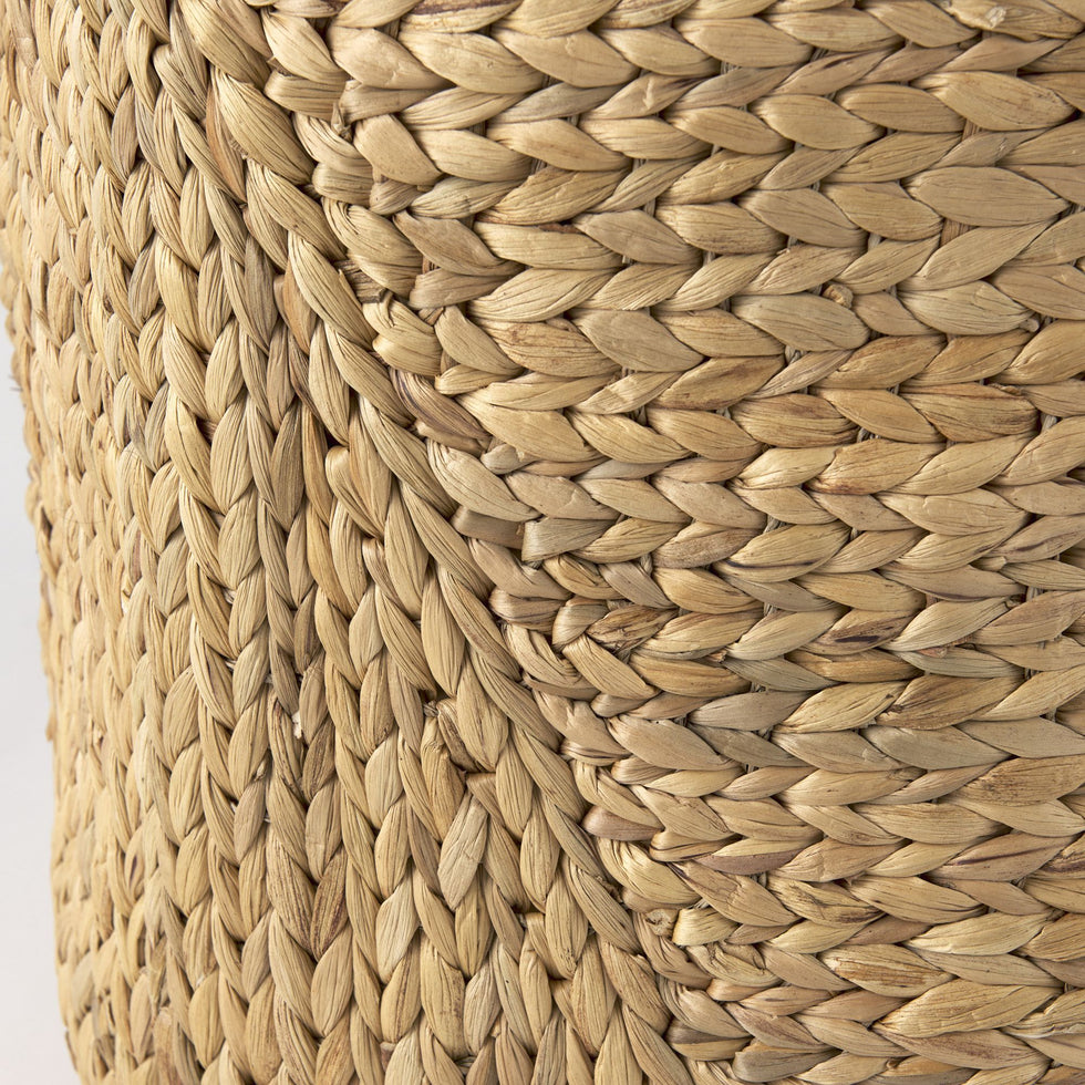 Mercana - Sivan Light Brown Water Hyacinth Round Basket/Handles (Set of 3)