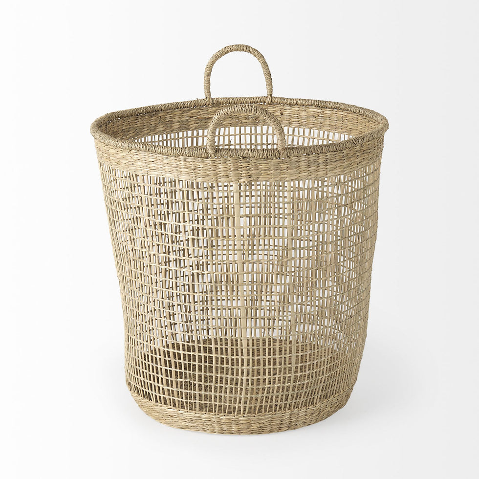 Mercana - Bowie Medium Brown Seagrass Round Basket/Handles (Set of 3)
