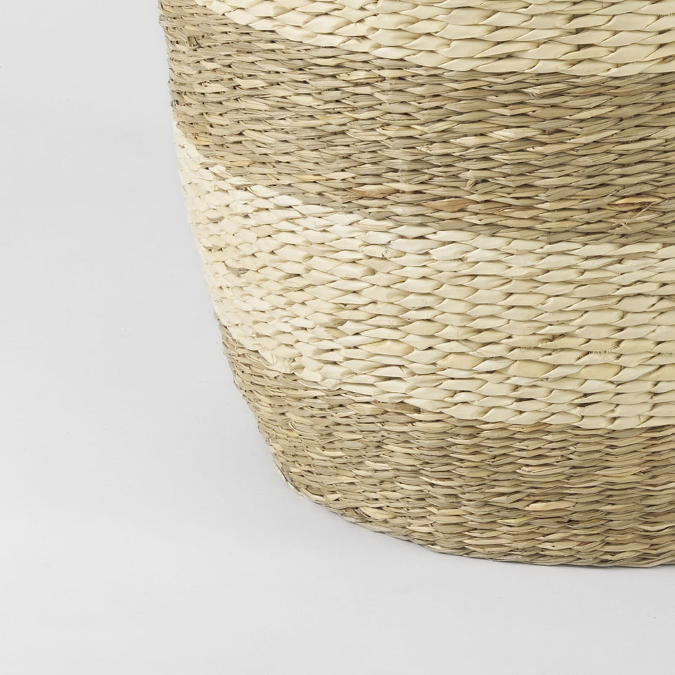 Mercana - Bradley Light Brown W/Striped Seagrass Basket/Handles (Set of 2)