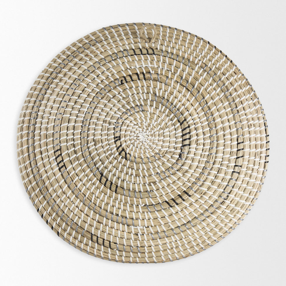 Mercana - Avel Light Brown Seagrass W/Dark Brown String Round Wall Hanging Plate