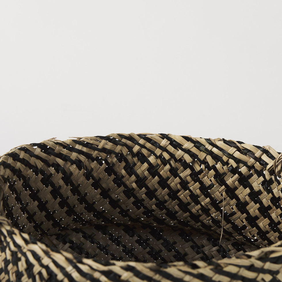Mercana - Gaia Light and Dark Brown Cross Patterend Belly Seagrass Basket (Set of 3)
