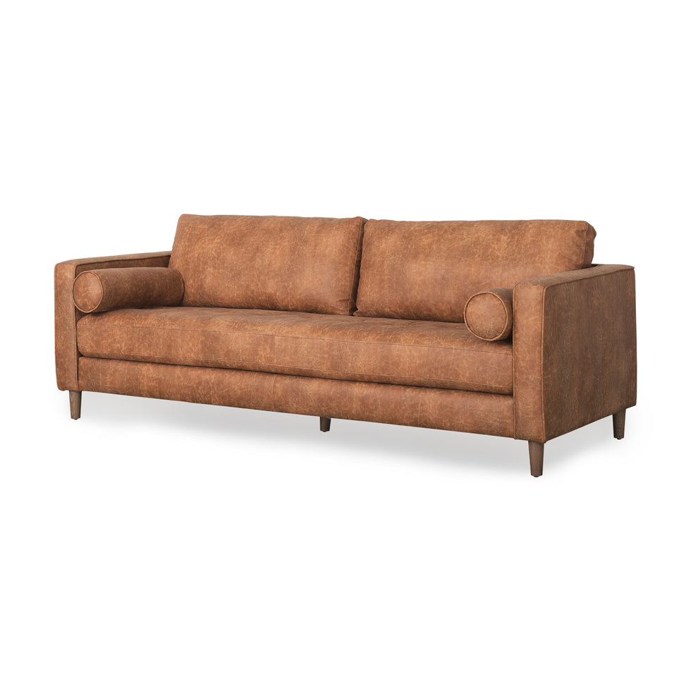 Mercana - Loretta Sofa in Red, Faux Leather