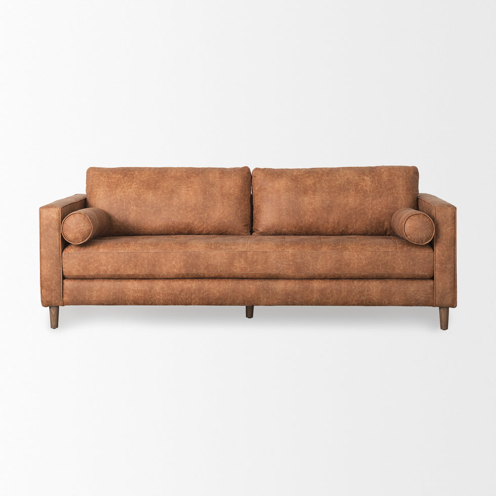 Mercana - Loretta Sofa in Red, Faux Leather
