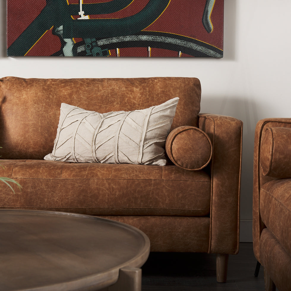 Mercana - Loretta Sofa in Red, Faux Leather