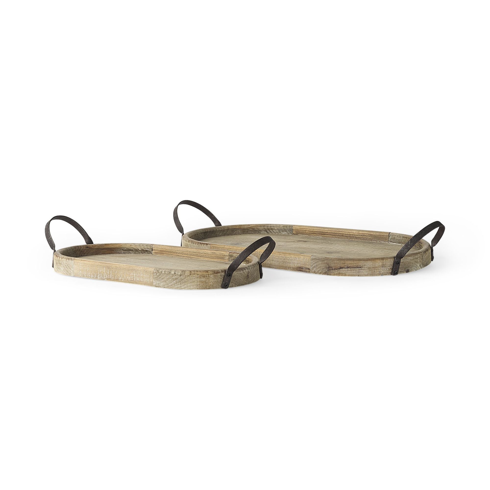 Mercana - Alina Light Brown Wood Trays (Set of 2)