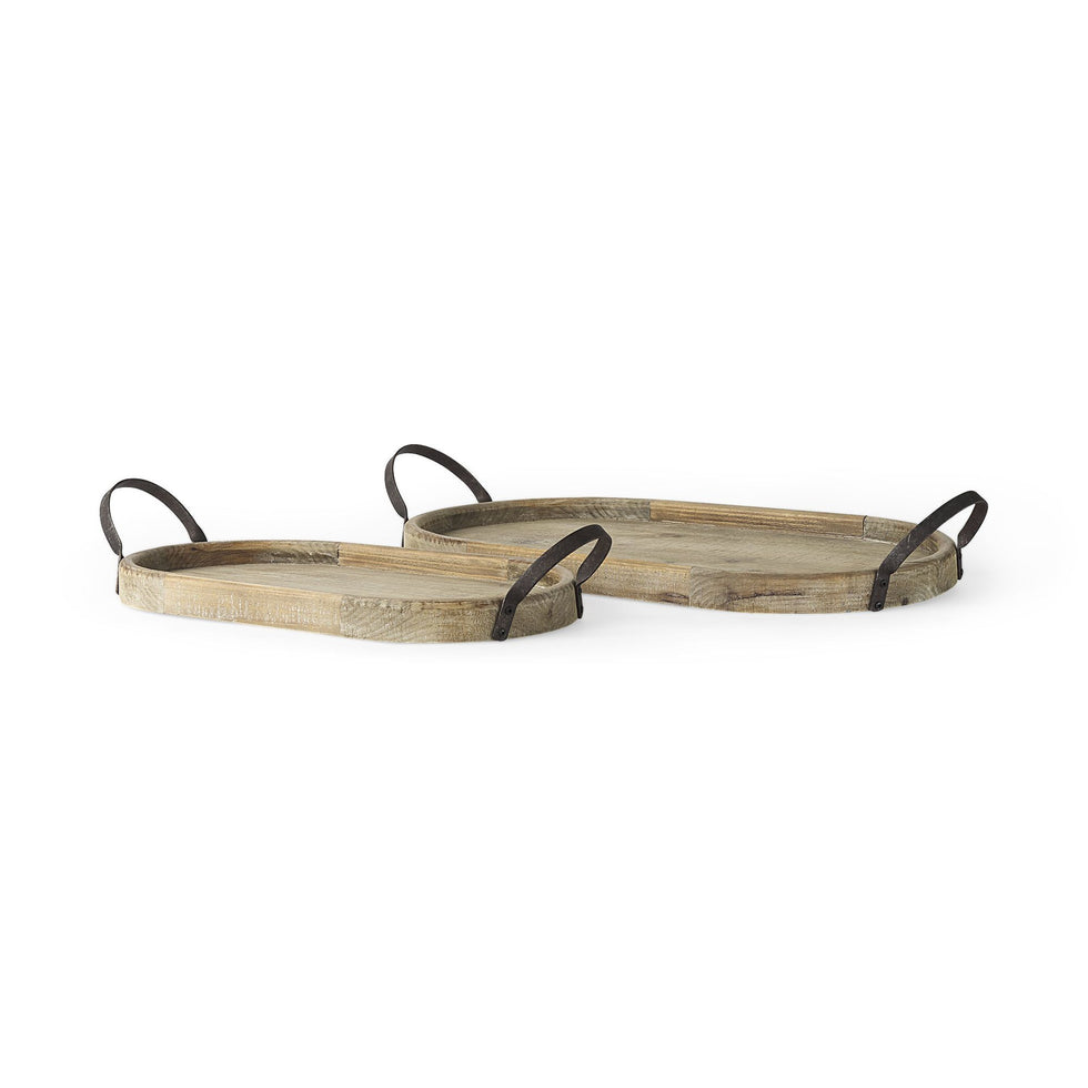 Mercana - Alina Light Brown Wood Trays (Set of 2)
