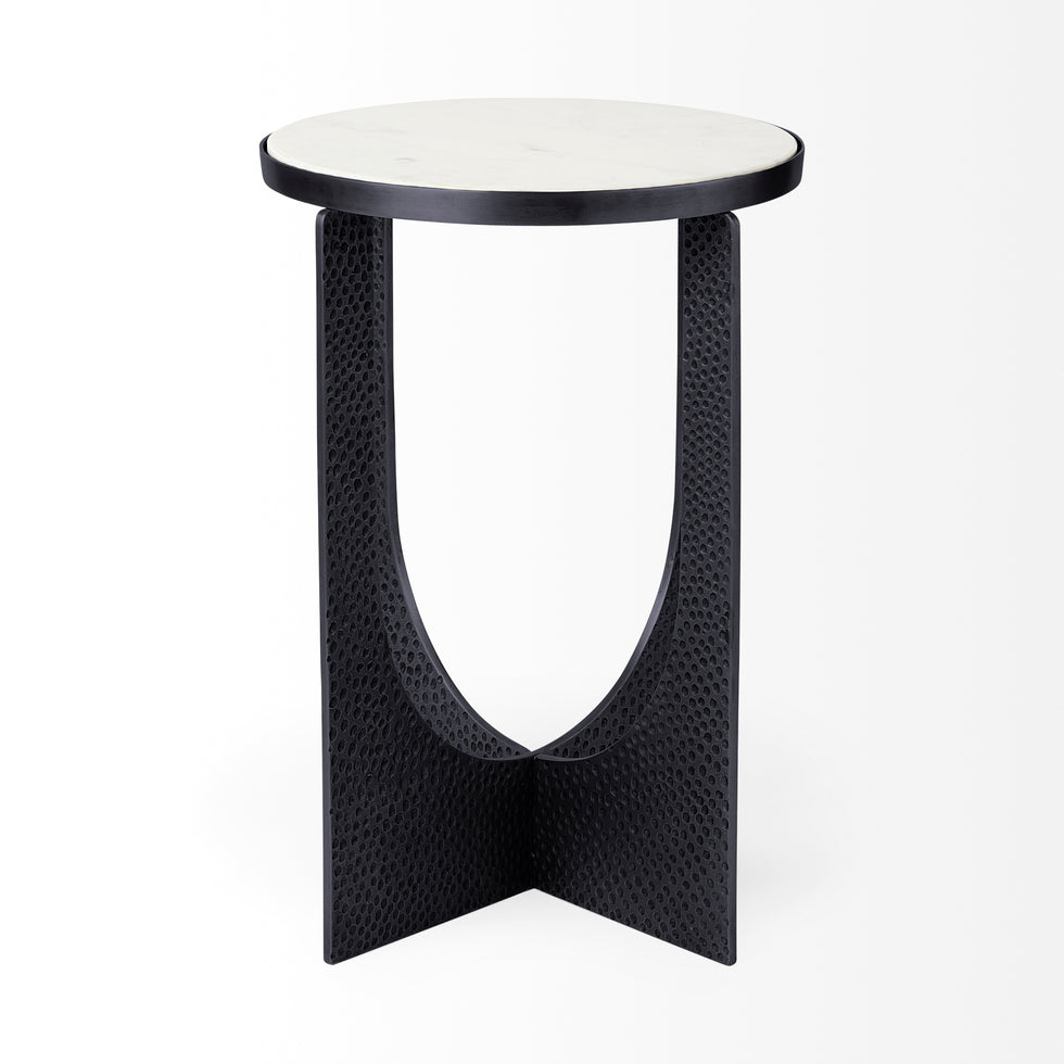 Mercana - Patrick Accent Table in Black, Marble