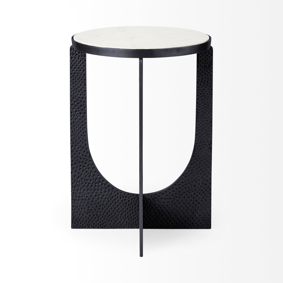 Mercana - Patrick Accent Table in Black, Marble