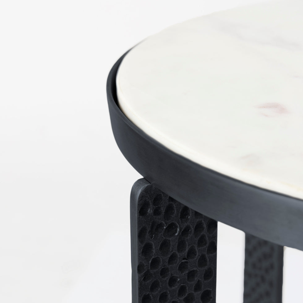 Mercana - Patrick Accent Table in Black, Marble
