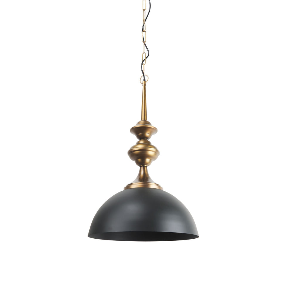 Mercana - Willson Black Iron with Antique Brass Dome Pendant Light