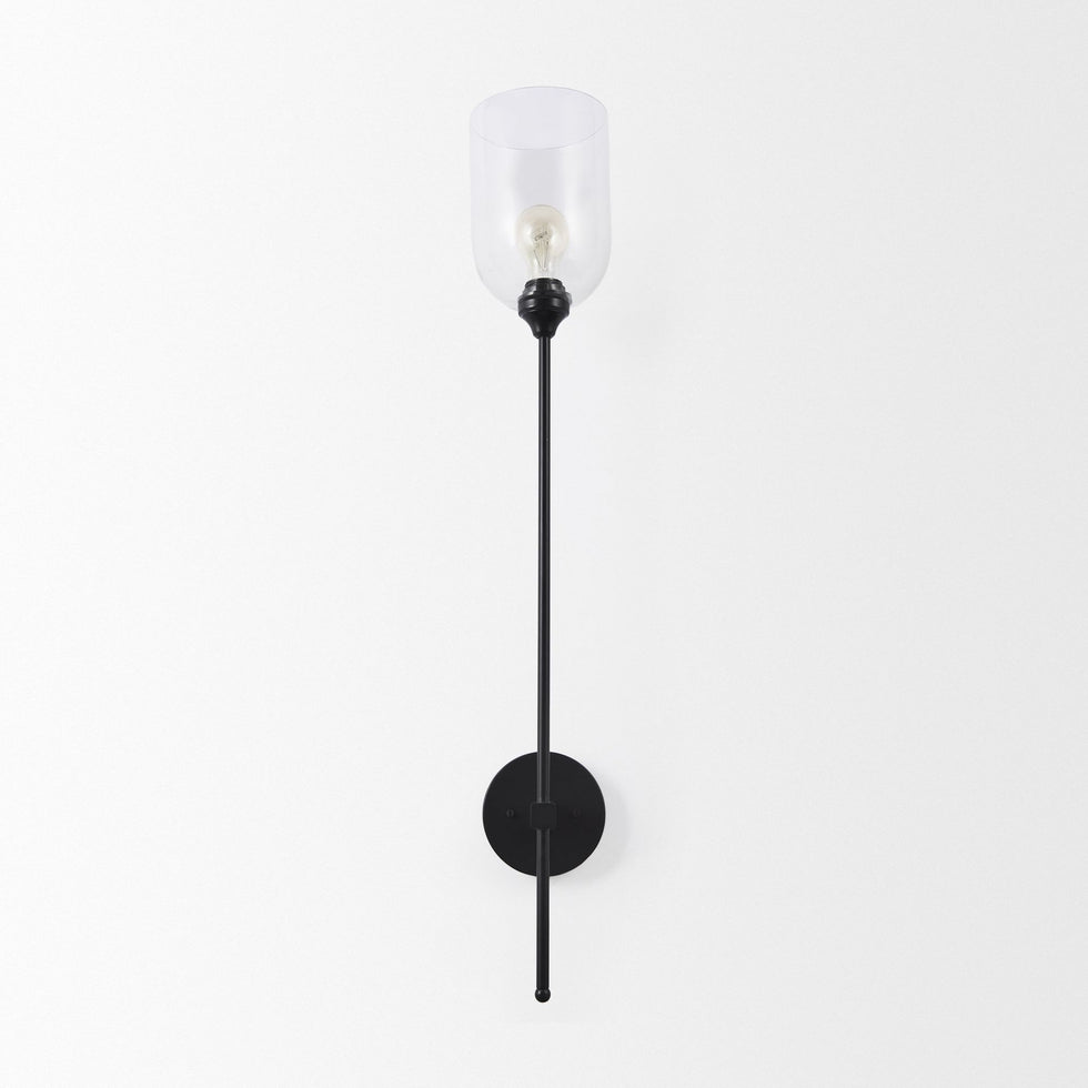 Mercana - Clyde Matte Black with Glass Round Wall Sconce