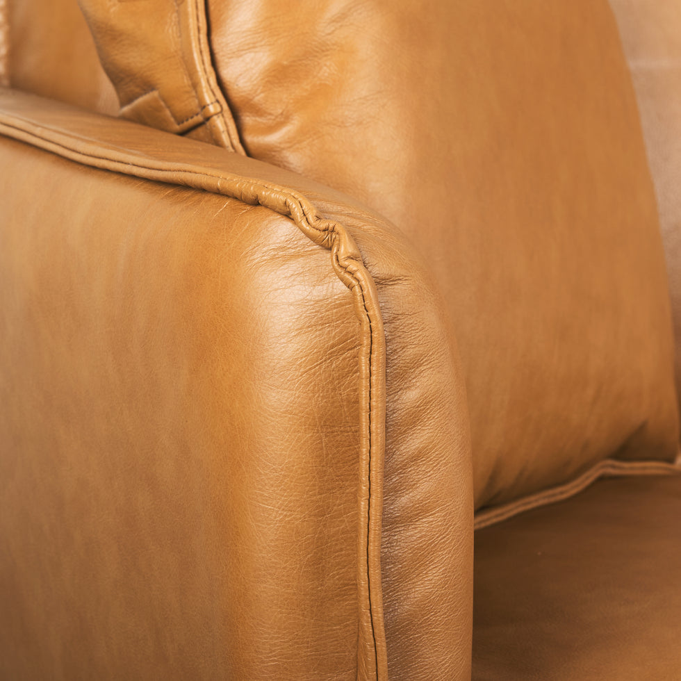 Mercana - Lake Como Sofa in Tan, Genuine Leather