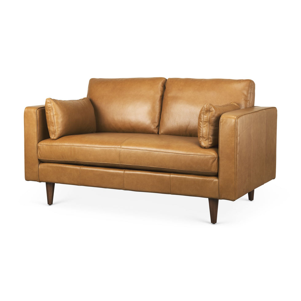 Mercana - Elton Loveseat in Tan, Leather