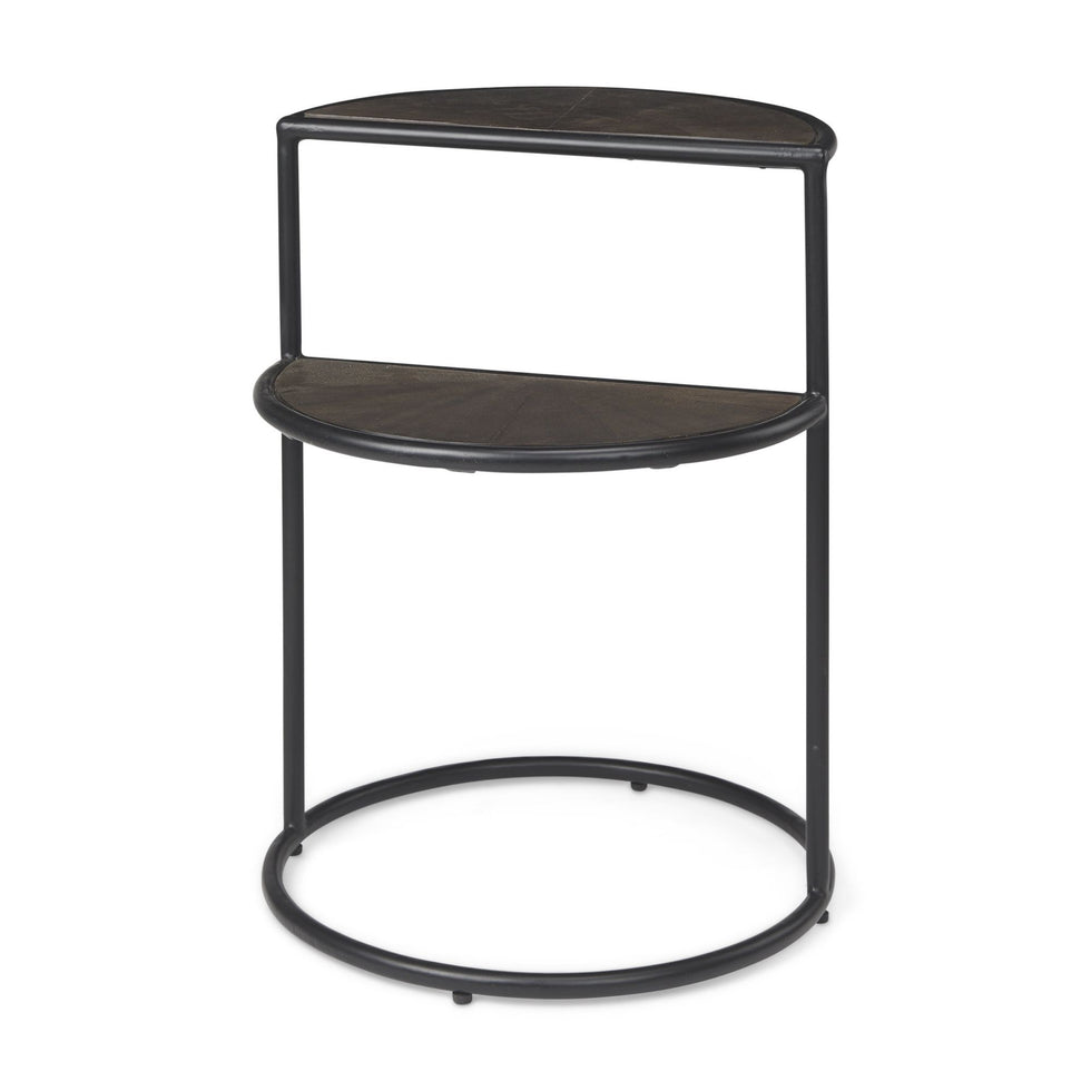 Mercana - Arlo Brown Wood with Black Metal End Table